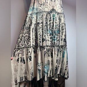 Sere Nade Tiered Boho Maxi Skirt XL Abstract Floral Print